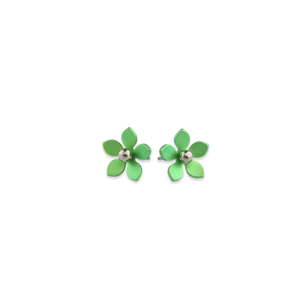 Medium Five Petal Bead Flower Stud Earrings
