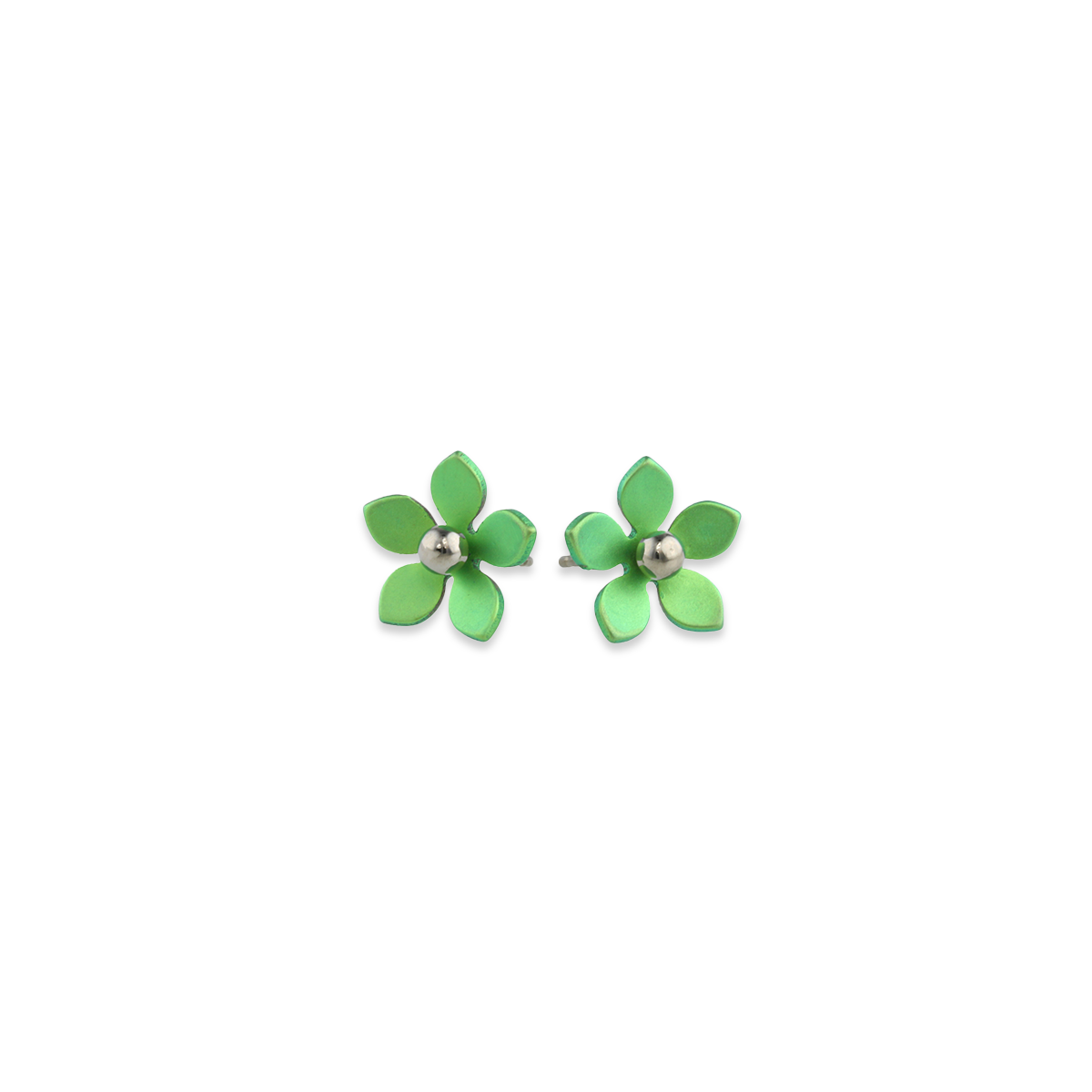 Medium Five Petal Bead Flower Stud Earrings