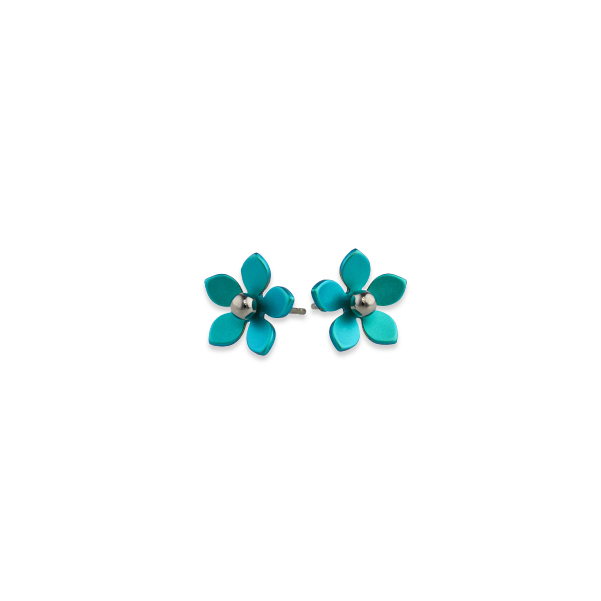 Medium Five Petal Bead Flower Stud Earrings