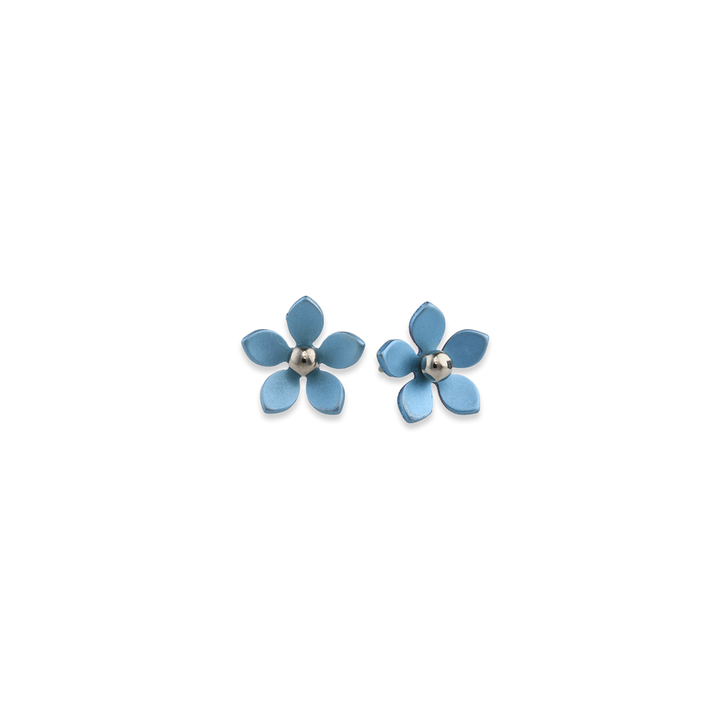 Medium Five Petal Bead Flower Stud Earrings