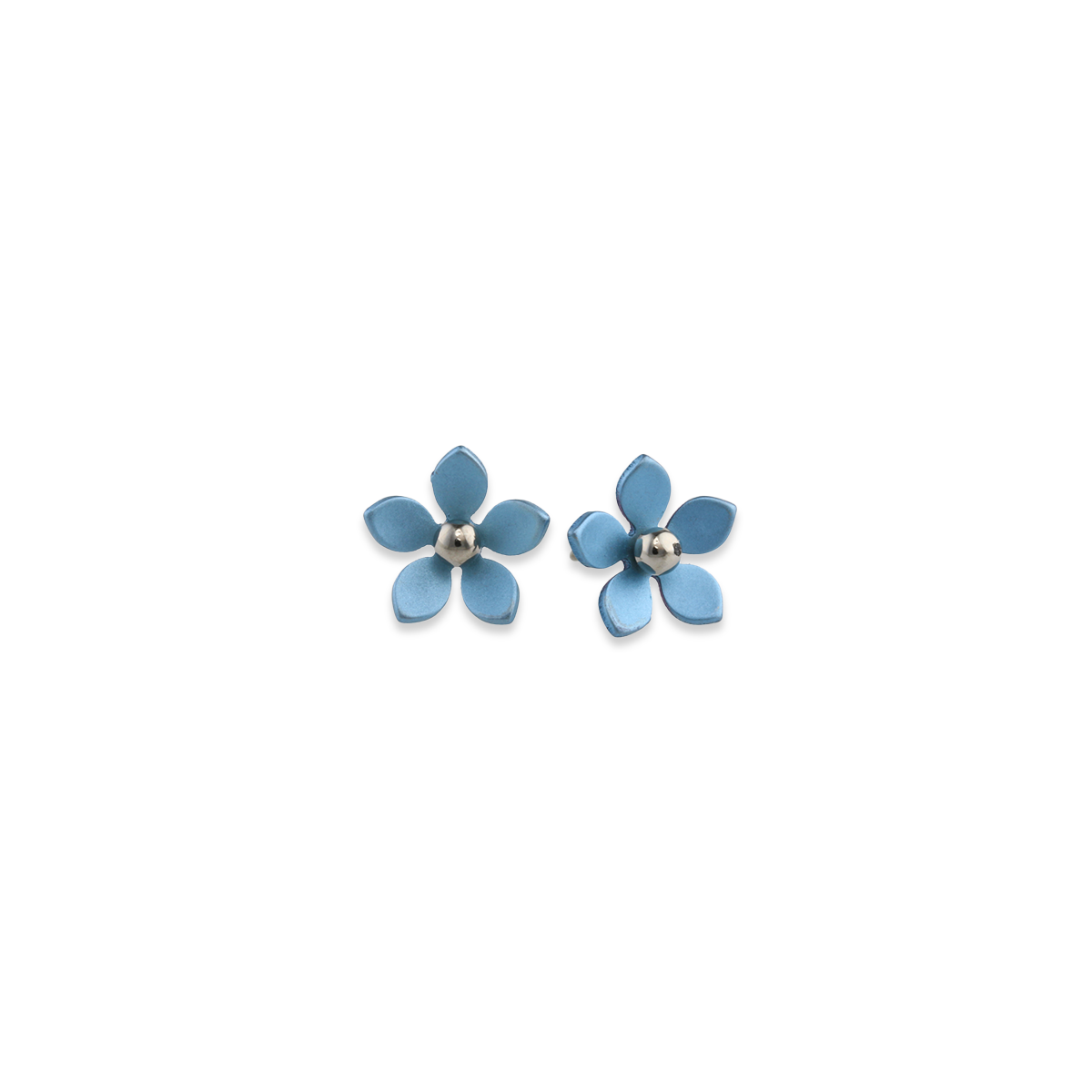 Medium Five Petal Bead Flower Stud Earrings