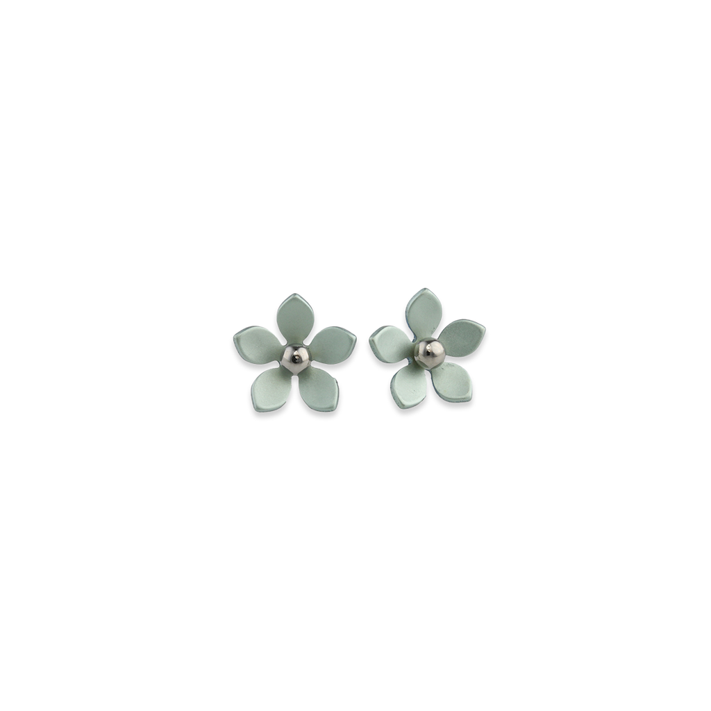 Medium Five Petal Bead Flower Stud Earrings