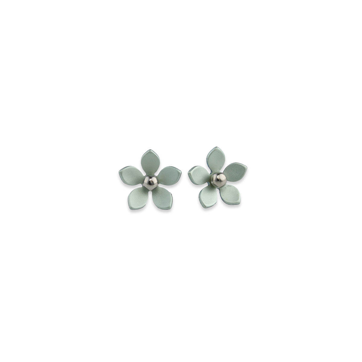 Medium Five Petal Bead Flower Stud Earrings