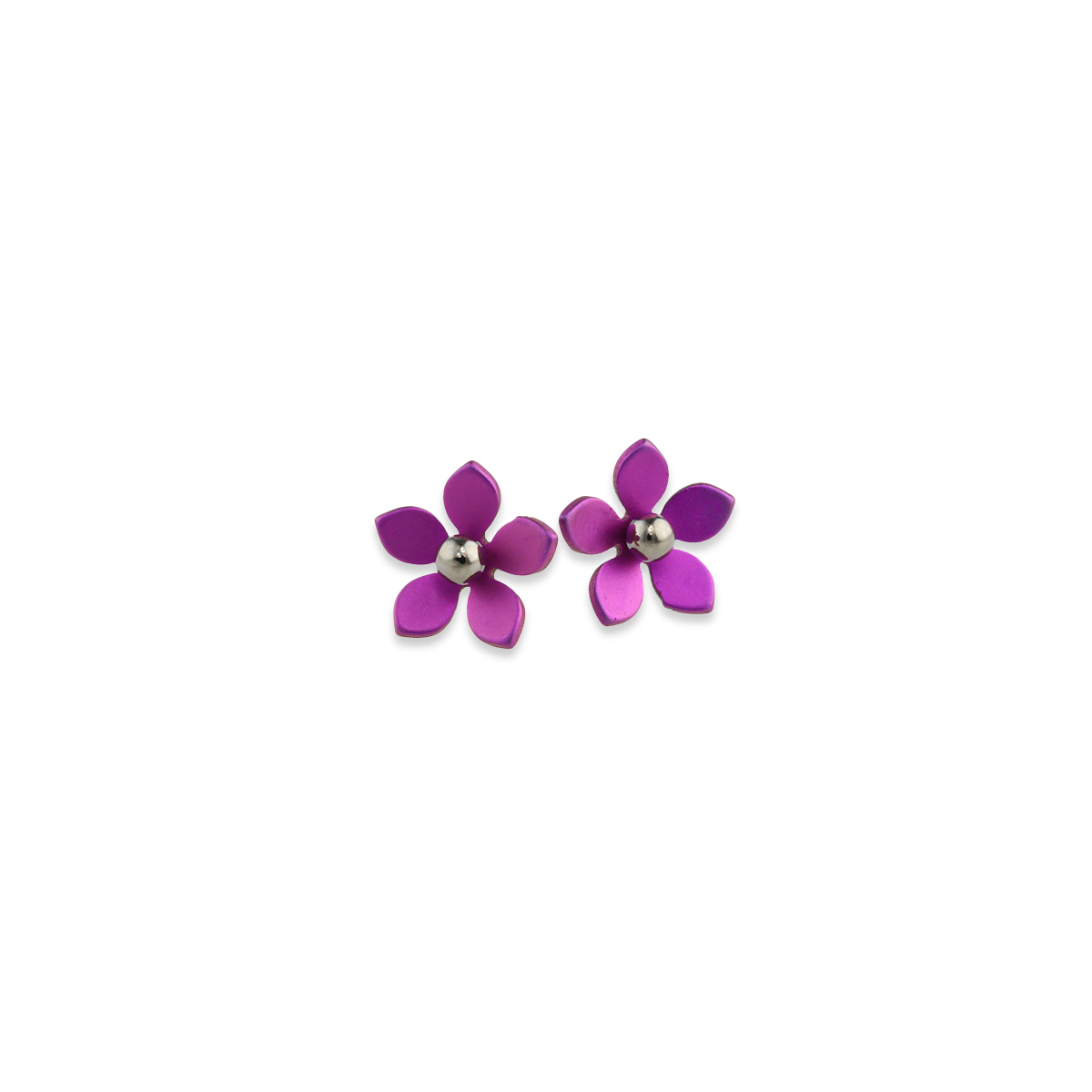 Medium Five Petal Bead Flower Stud Earrings