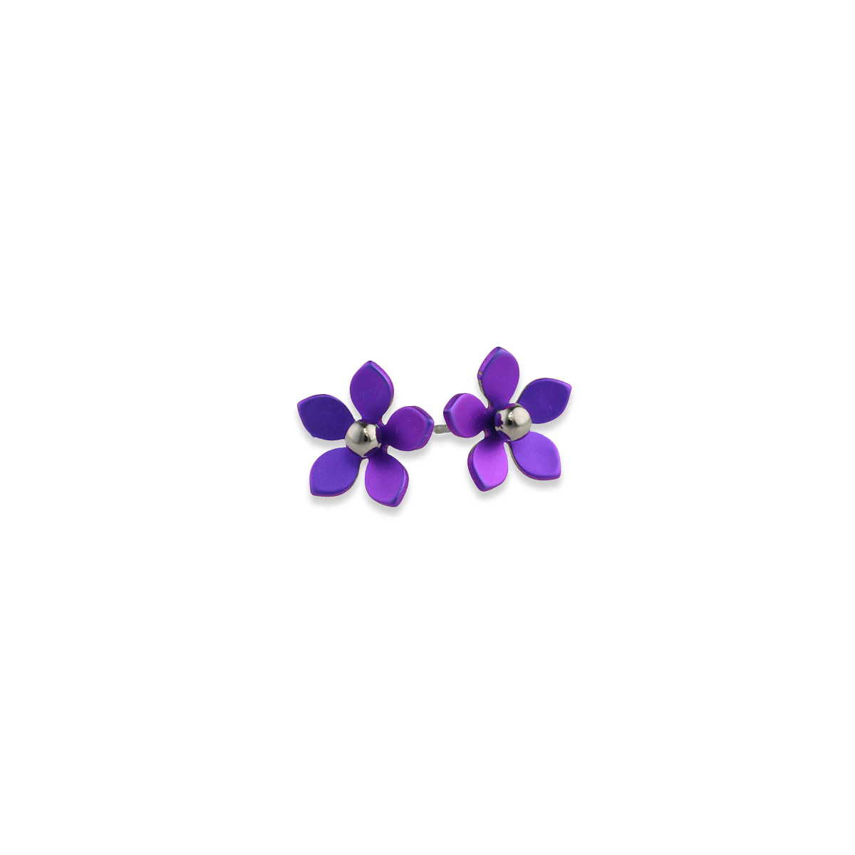 Medium Five Petal Bead Flower Stud Earrings