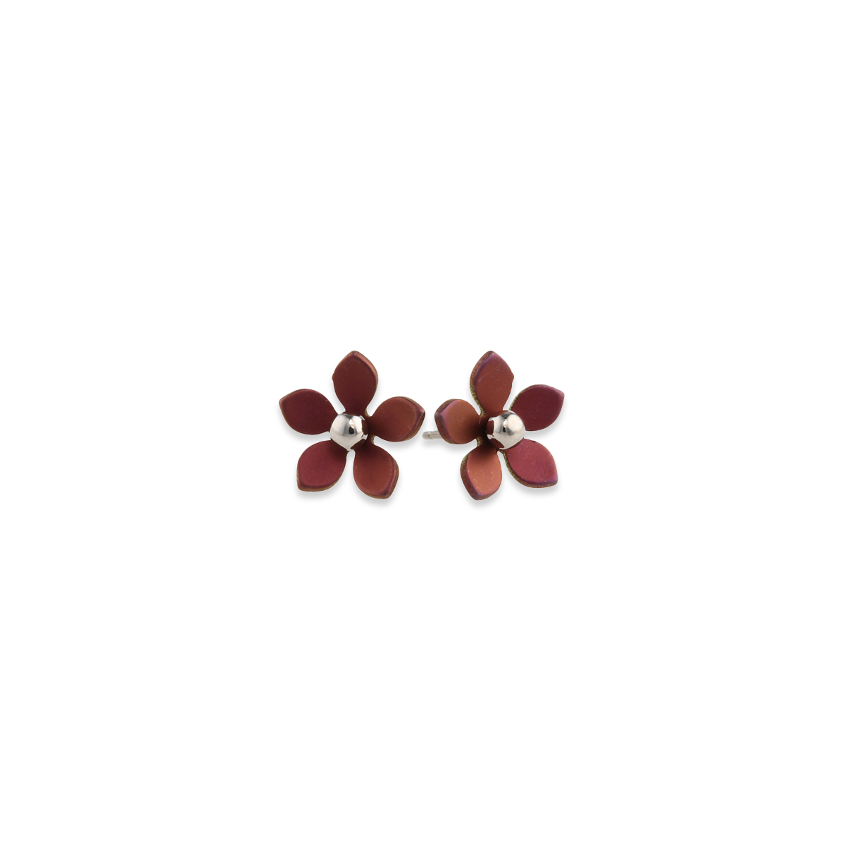 Medium Five Petal Bead Flower Stud Earrings