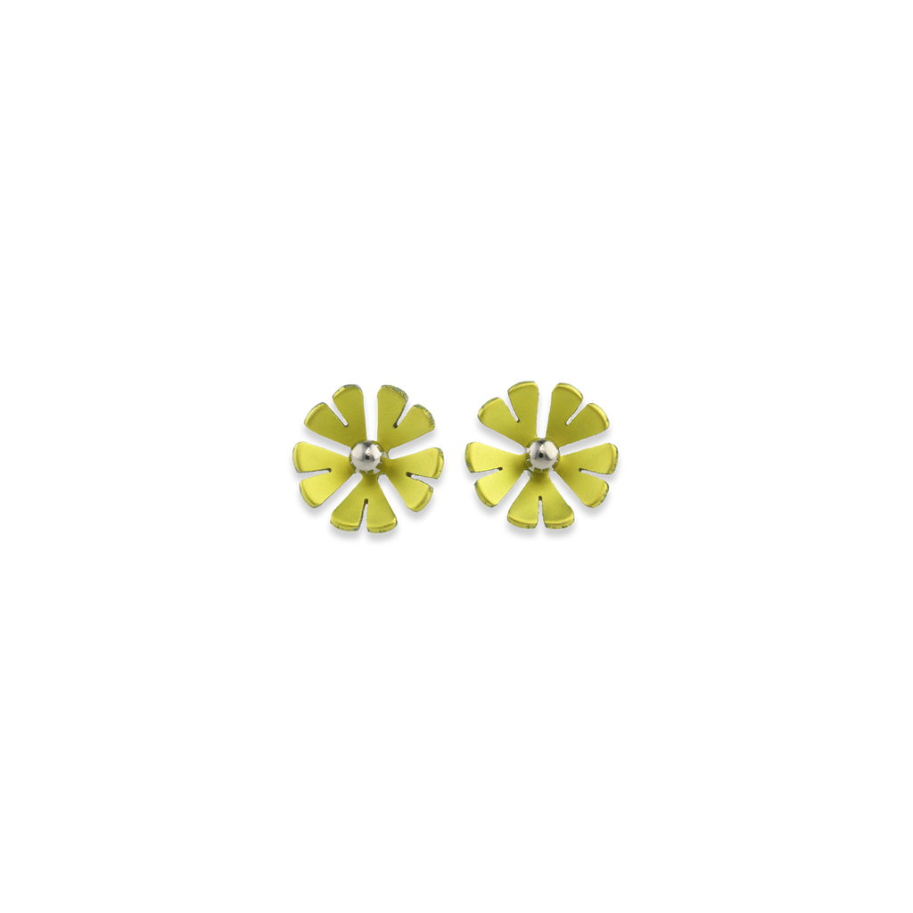 Medium Ten Petal Bead Flower Stud Earrings