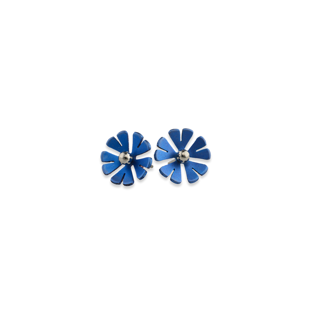 Medium Ten Petal Bead Flower Stud Earrings