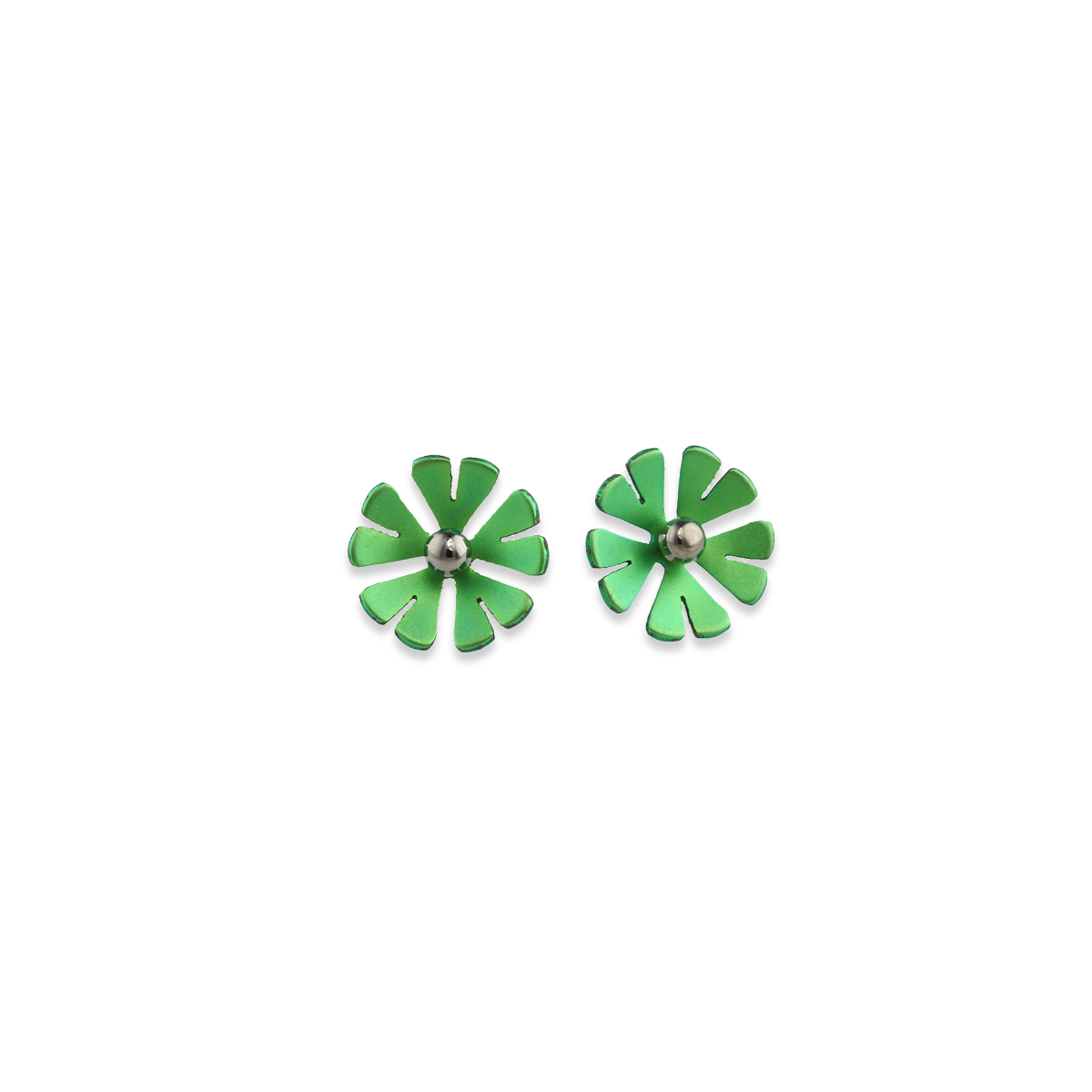 Medium Ten Petal Bead Flower Stud Earrings