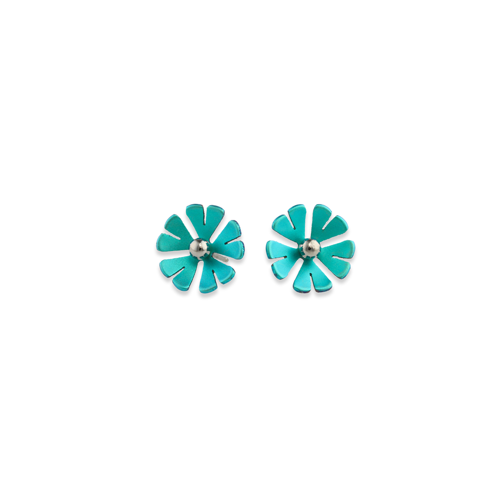 Medium Ten Petal Bead Flower Stud Earrings