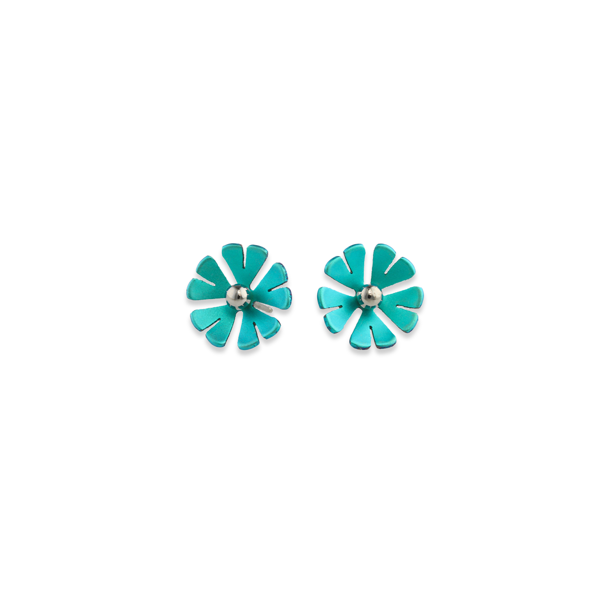 Medium Ten Petal Bead Flower Stud Earrings