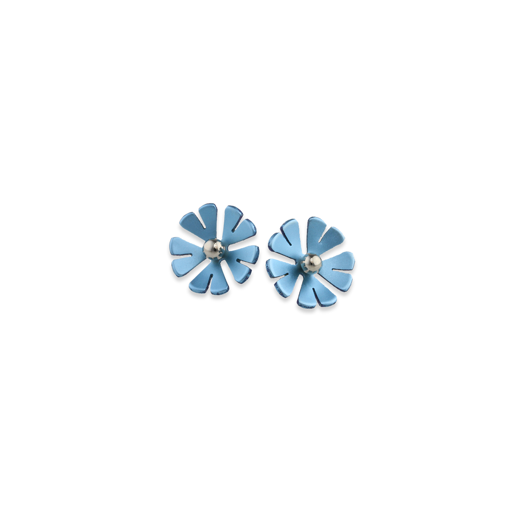 Medium Ten Petal Bead Flower Stud Earrings