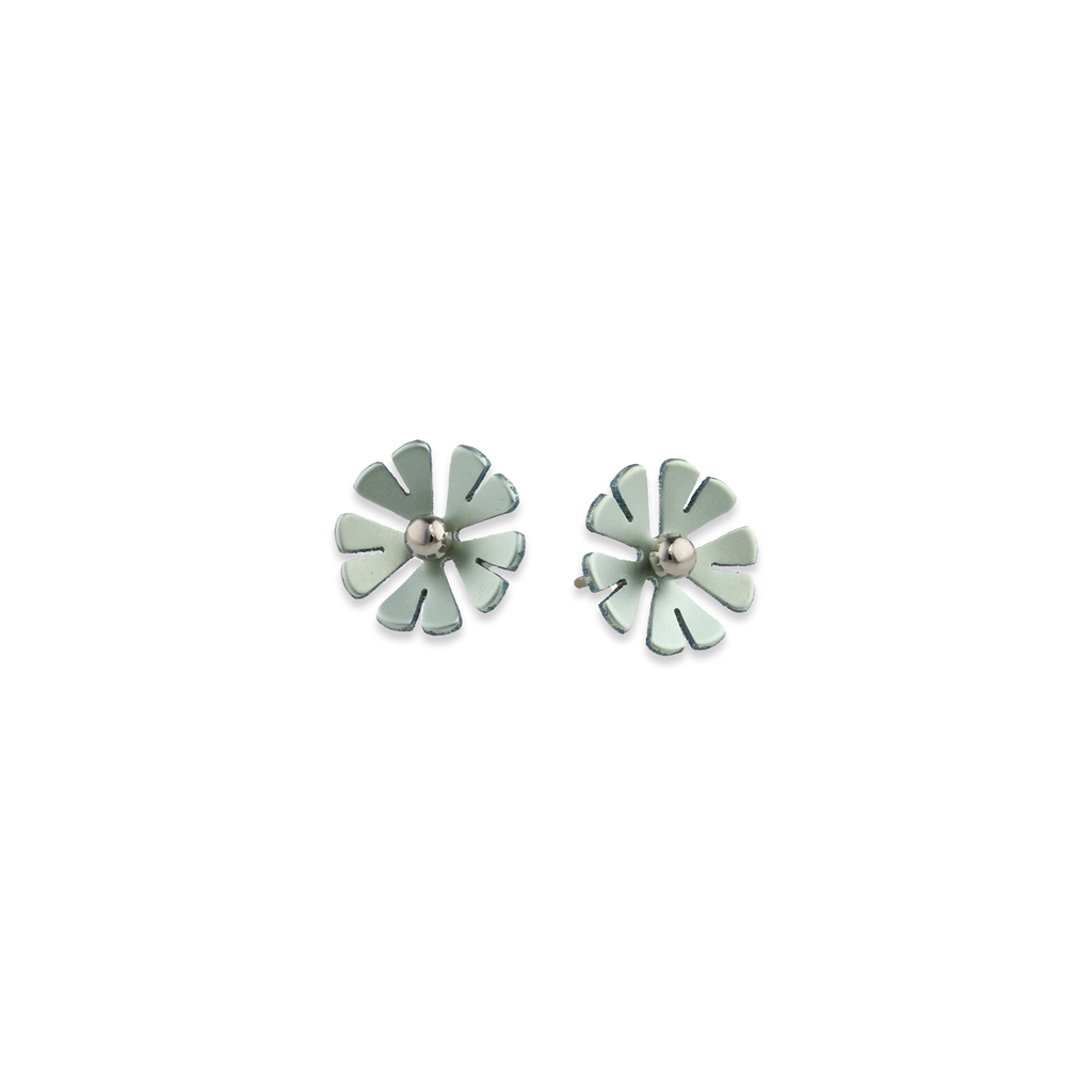 Medium Ten Petal Bead Flower Stud Earrings