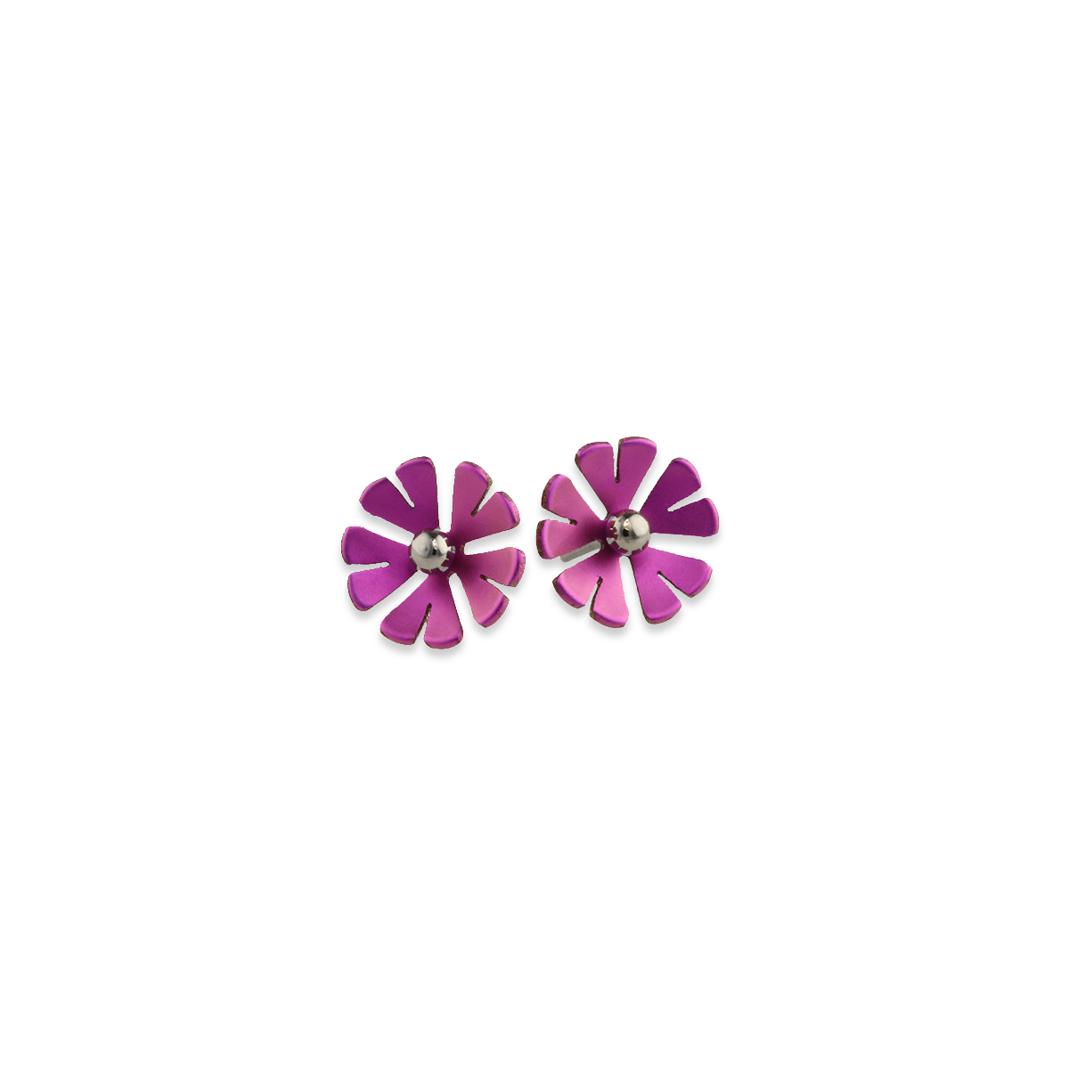 Medium Ten Petal Bead Flower Stud Earrings