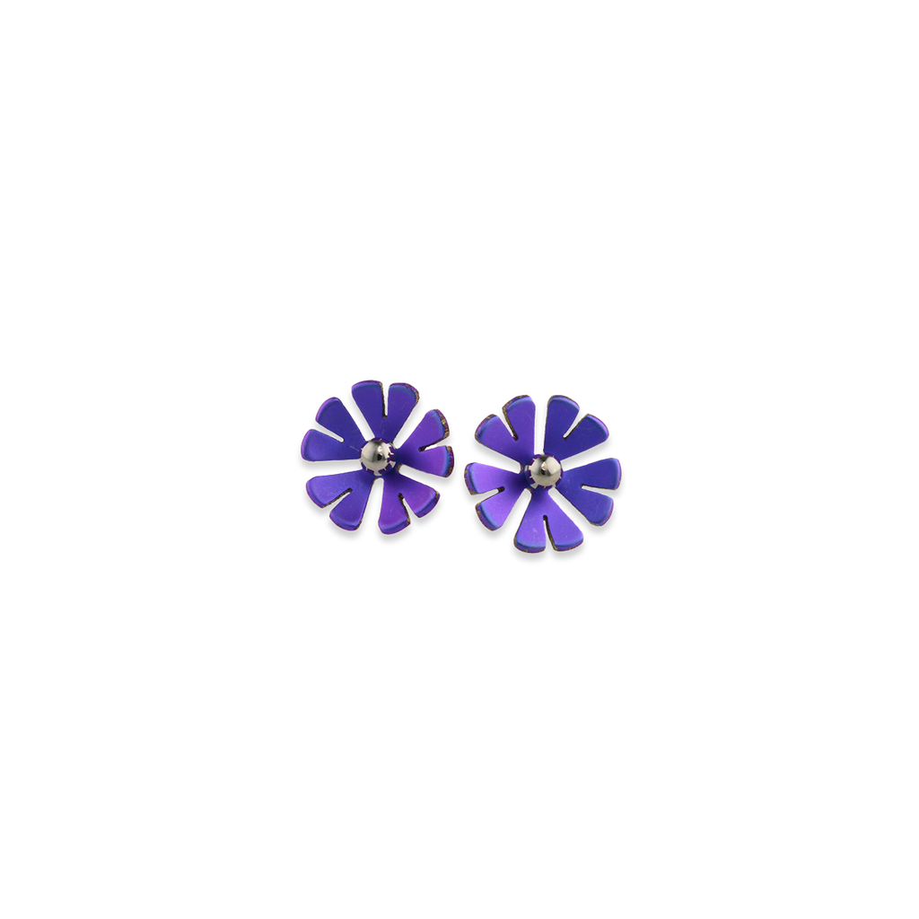 Medium Ten Petal Bead Flower Stud Earrings