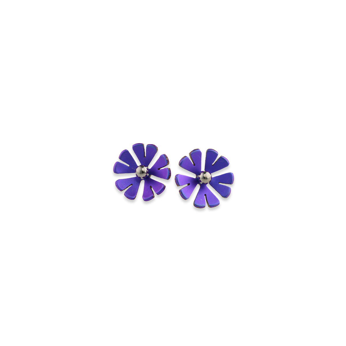 Medium Ten Petal Bead Flower Stud Earrings