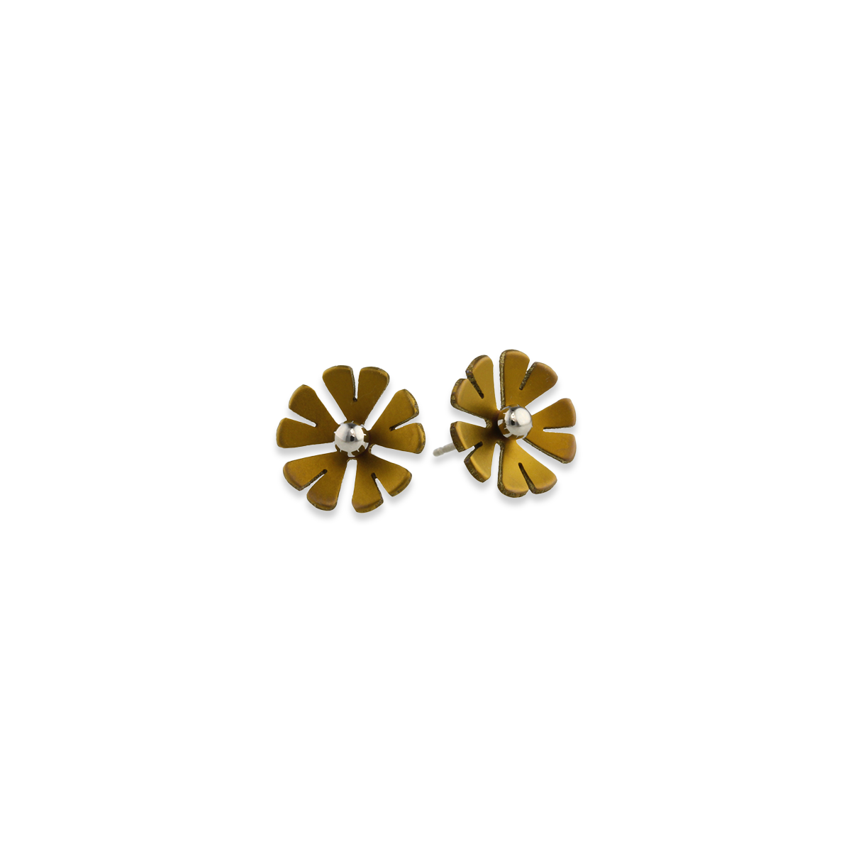 Medium Ten Petal Bead Flower Stud Earrings