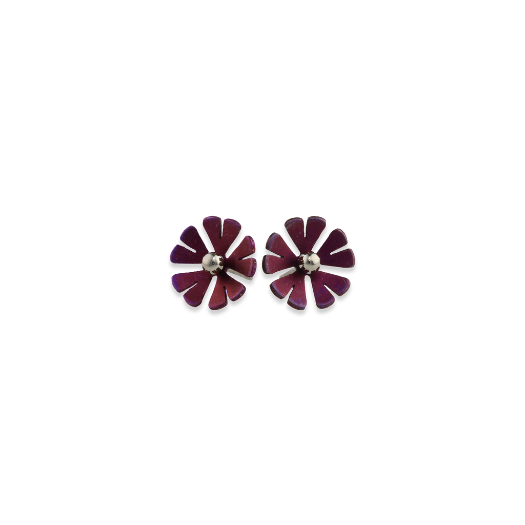 Medium Ten Petal Bead Flower Stud Earrings