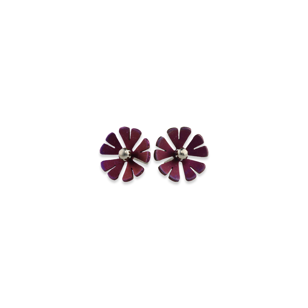 Medium Ten Petal Bead Flower Stud Earrings