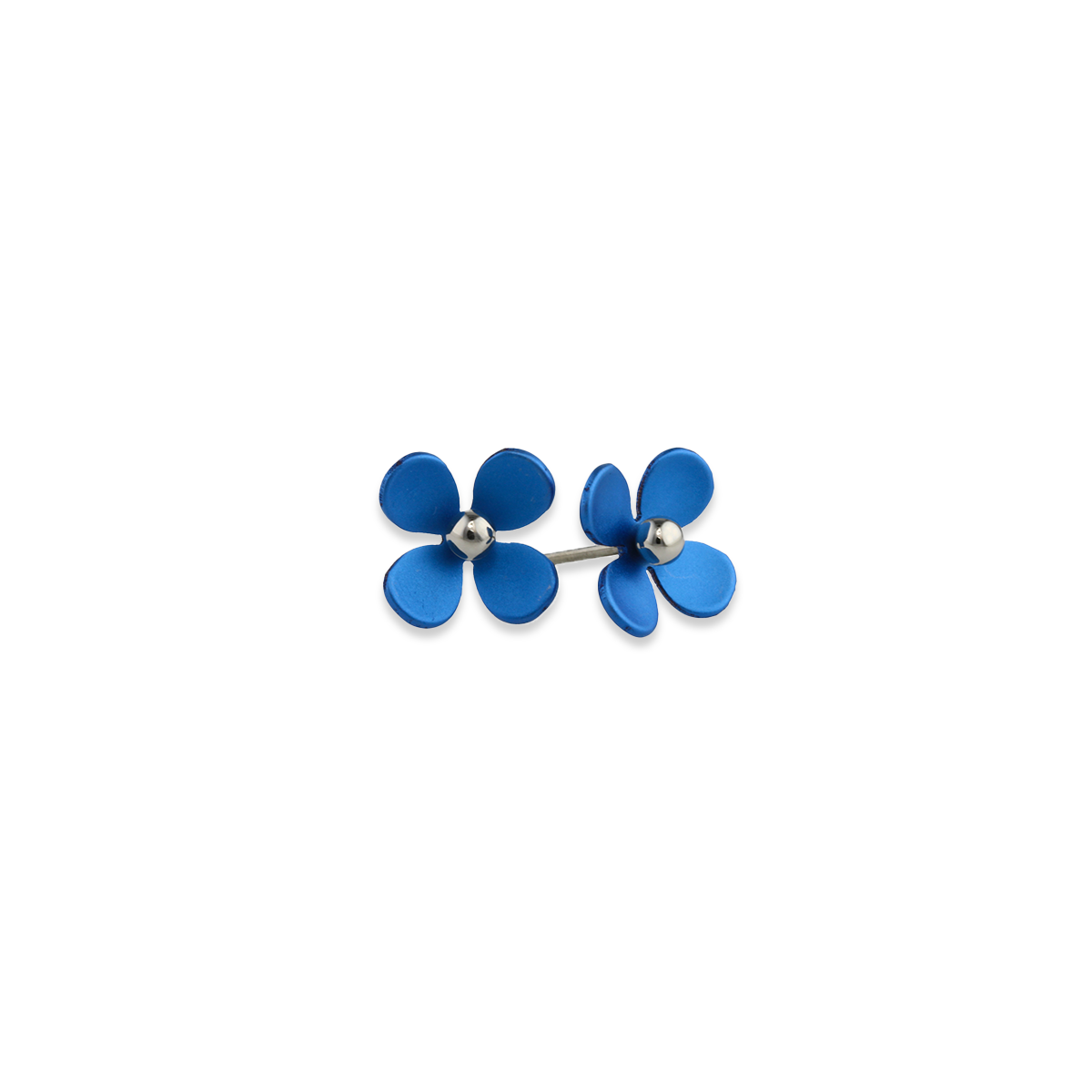 Medium Four Petal Bead Flower Stud Earrings