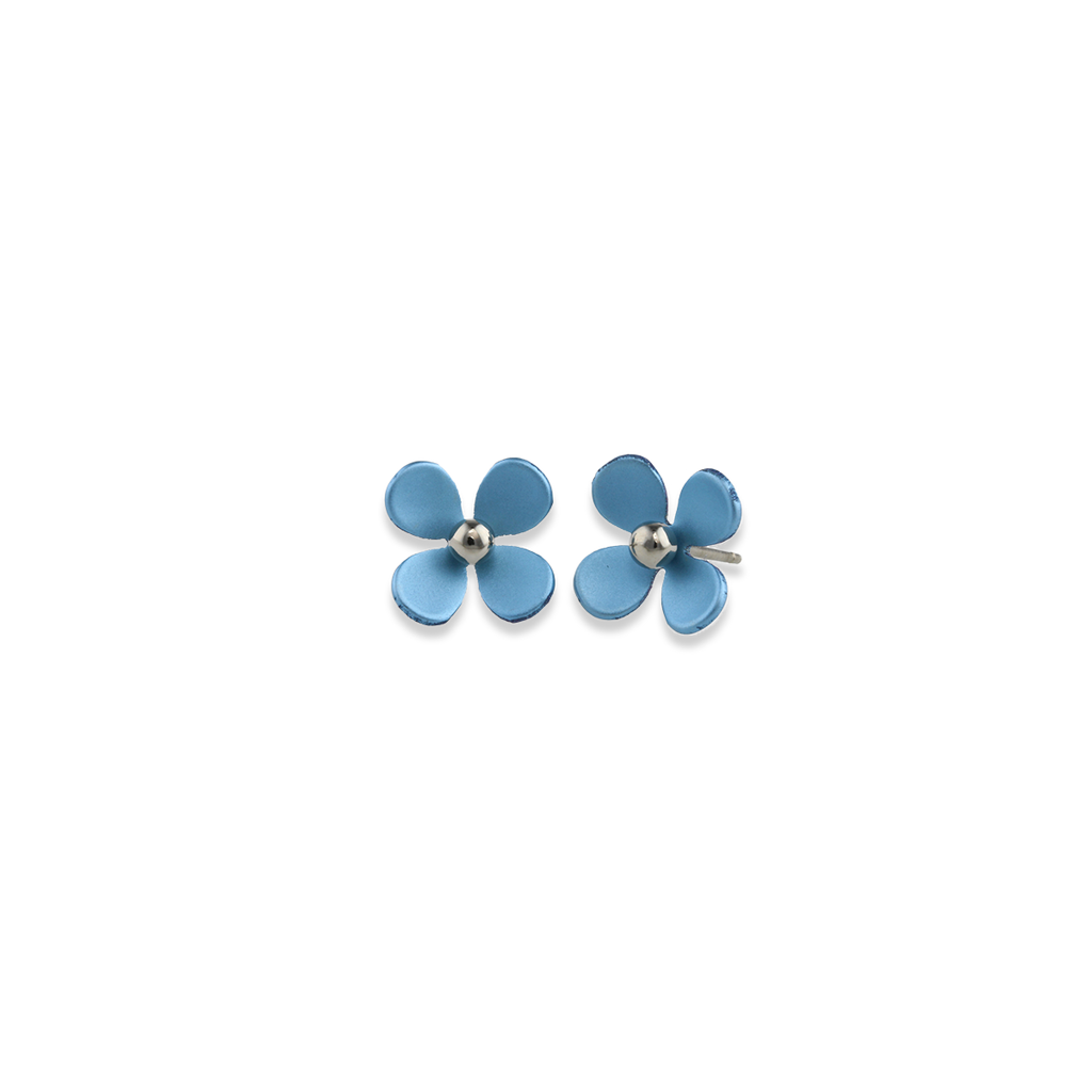Medium Four Petal Bead Flower Stud Earrings