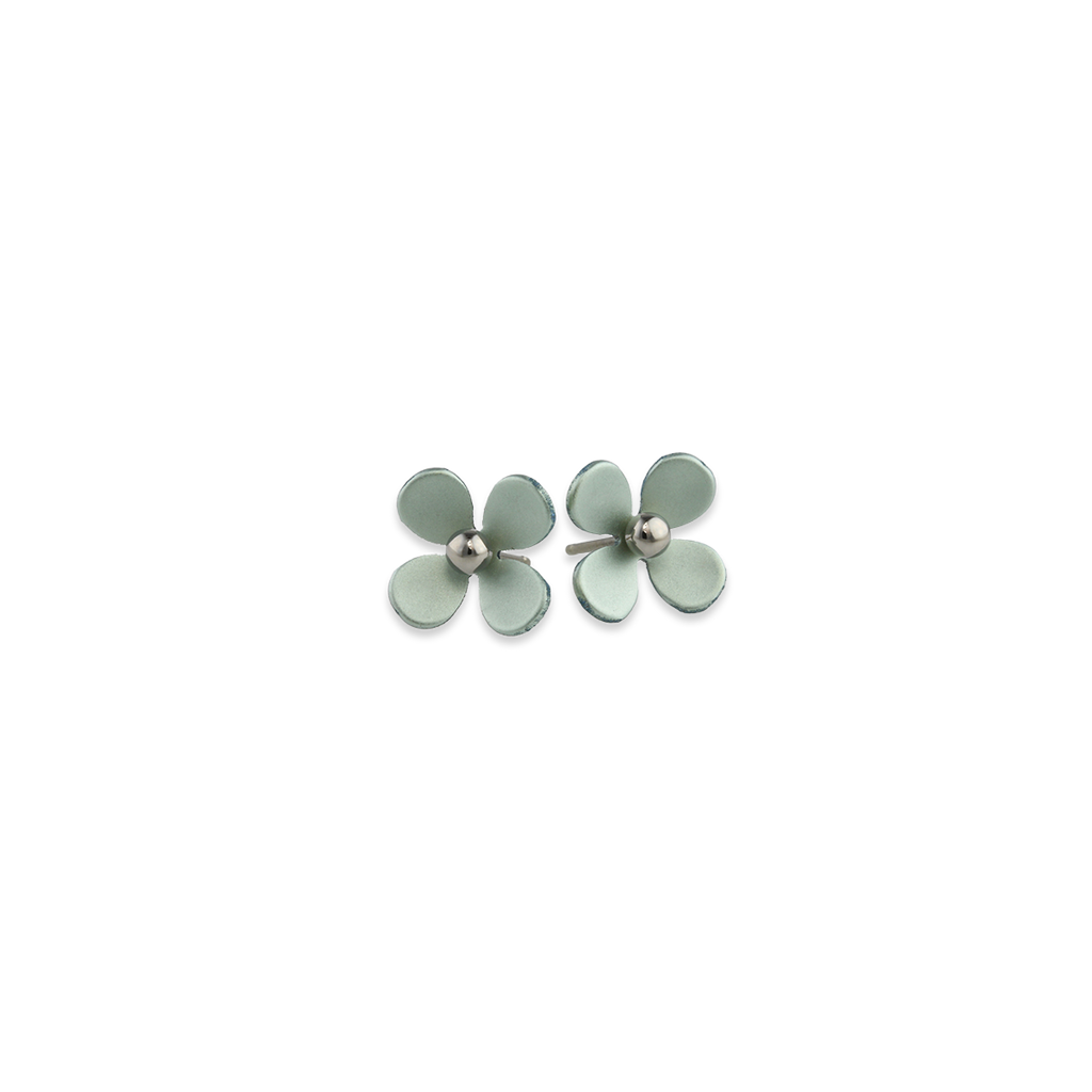 Medium Four Petal Bead Flower Stud Earrings