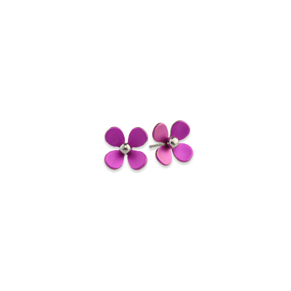 Medium Four Petal Bead Flower Stud Earrings