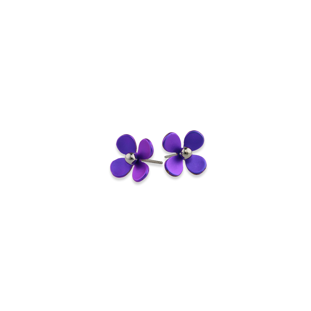 Medium Four Petal Bead Flower Stud Earrings