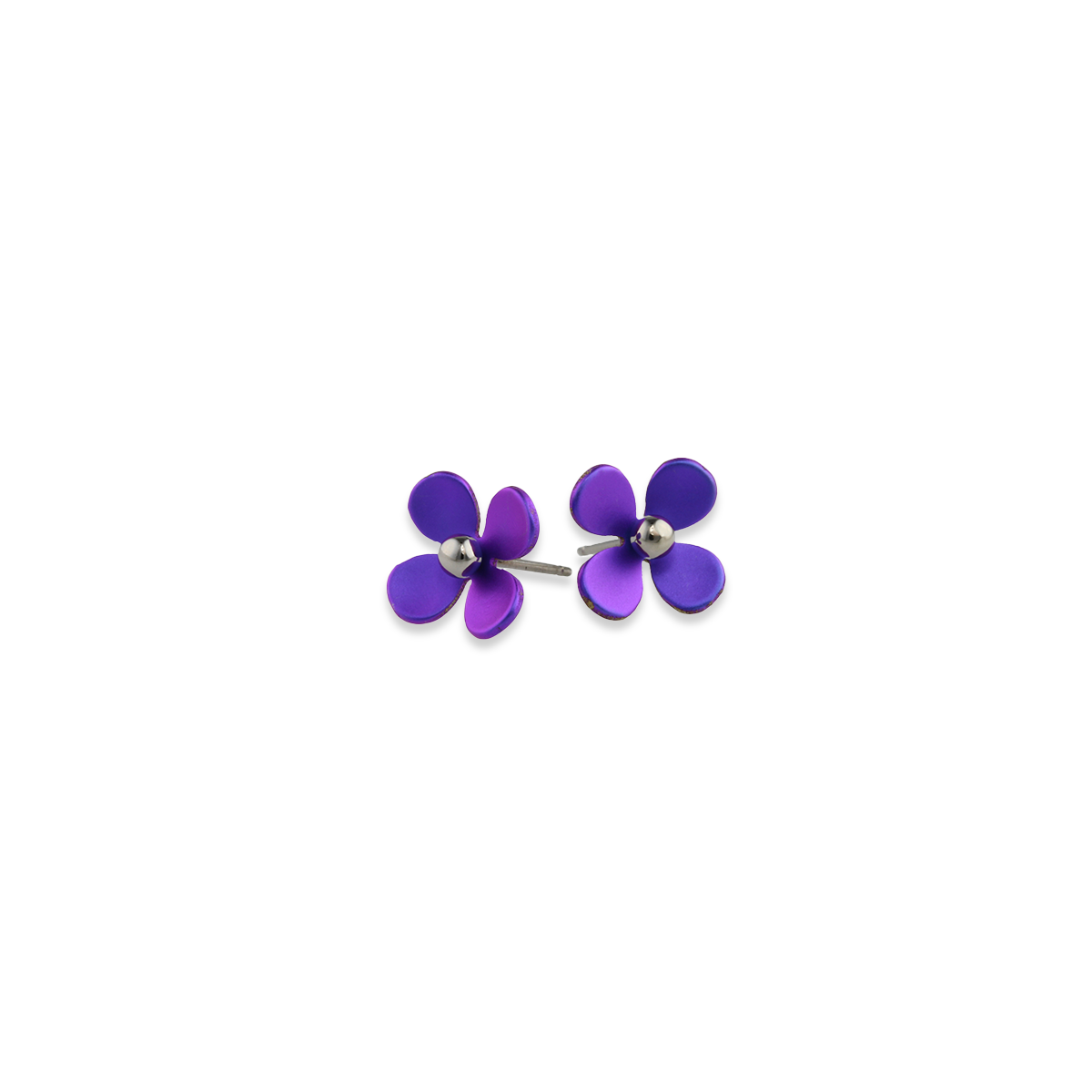 Medium Four Petal Bead Flower Stud Earrings