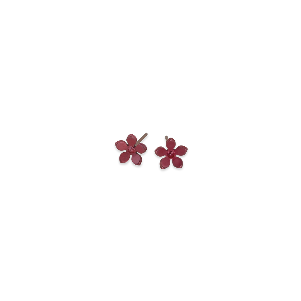 Small Five Petal Flower Stud Earrings