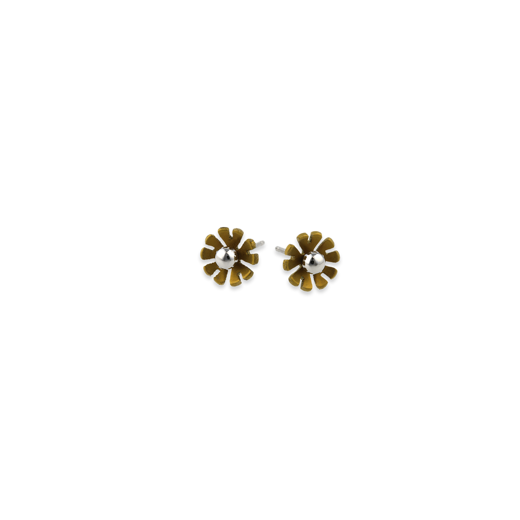 Small Ten Petal Bead Flower Stud Earrings