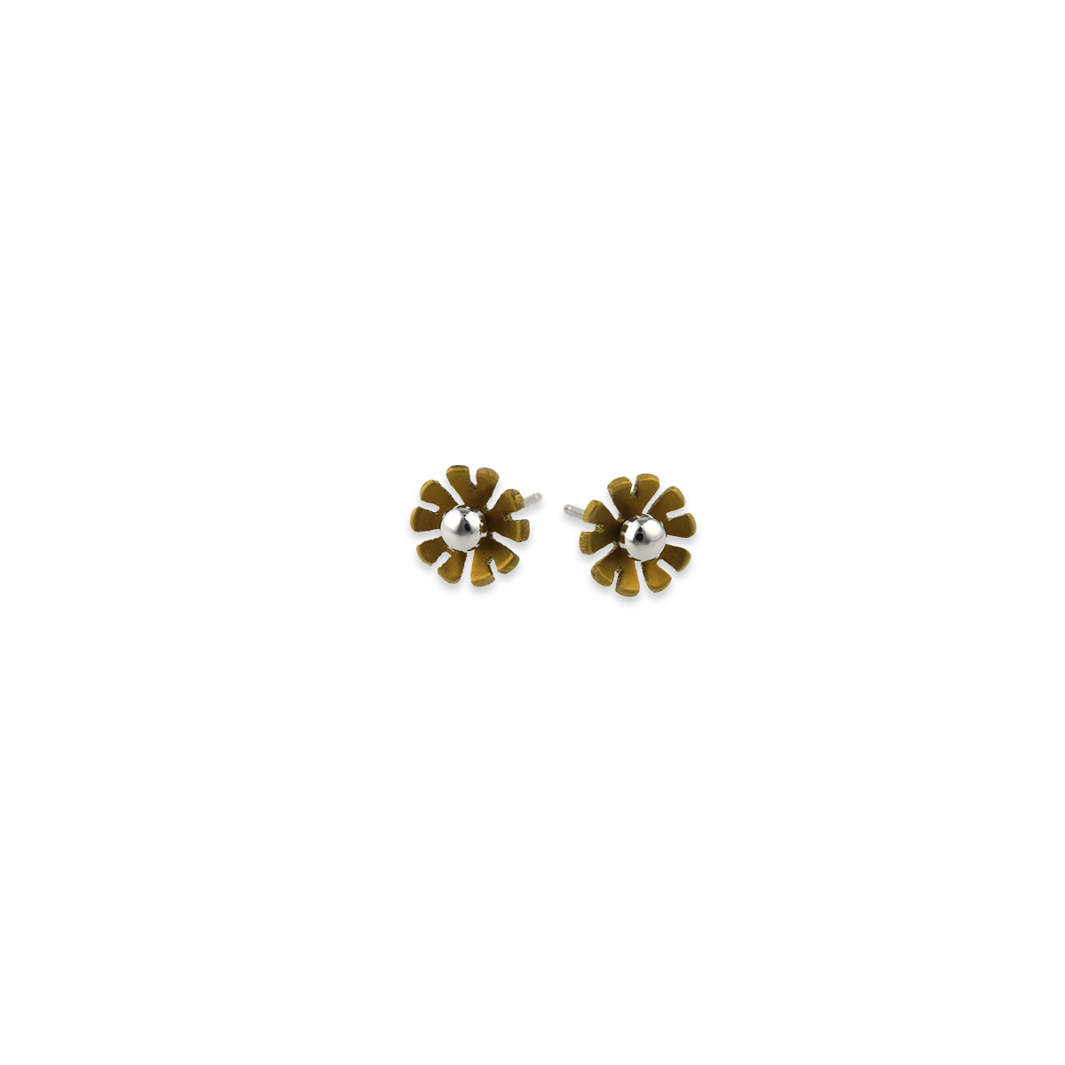 Small Ten Petal Bead Flower Stud Earrings