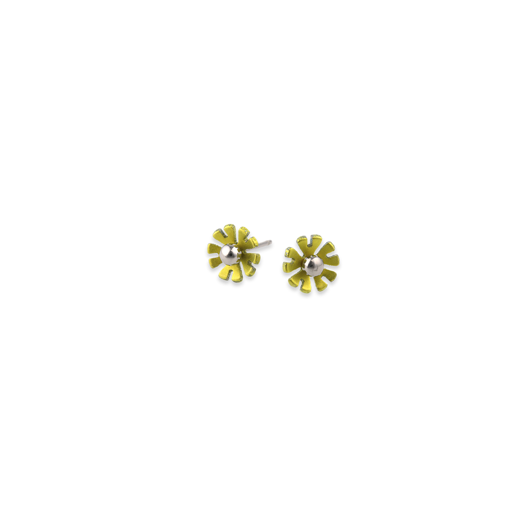 Small Ten Petal Bead Flower Stud Earrings