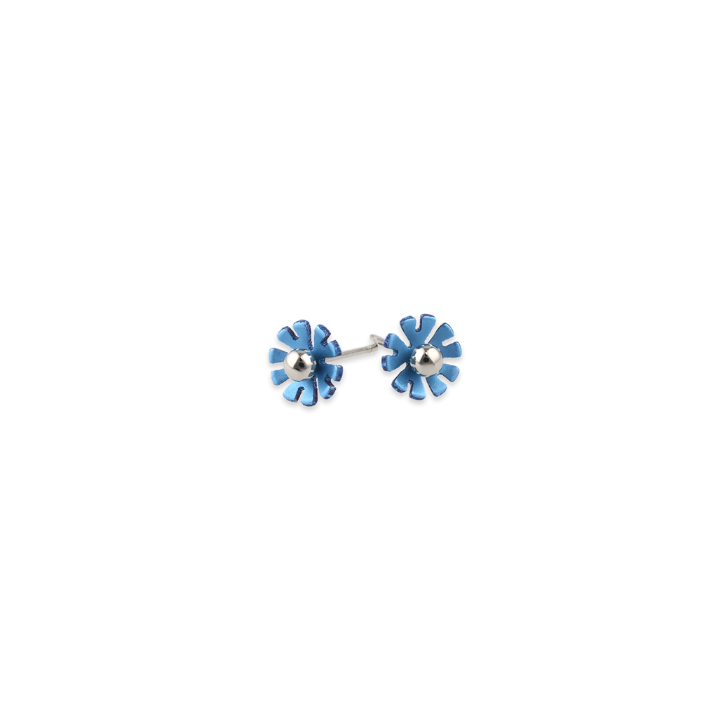 Small Ten Petal Bead Flower Stud Earrings