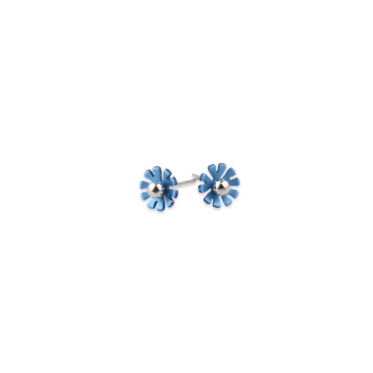 Small Ten Petal Bead Flower Stud Earrings