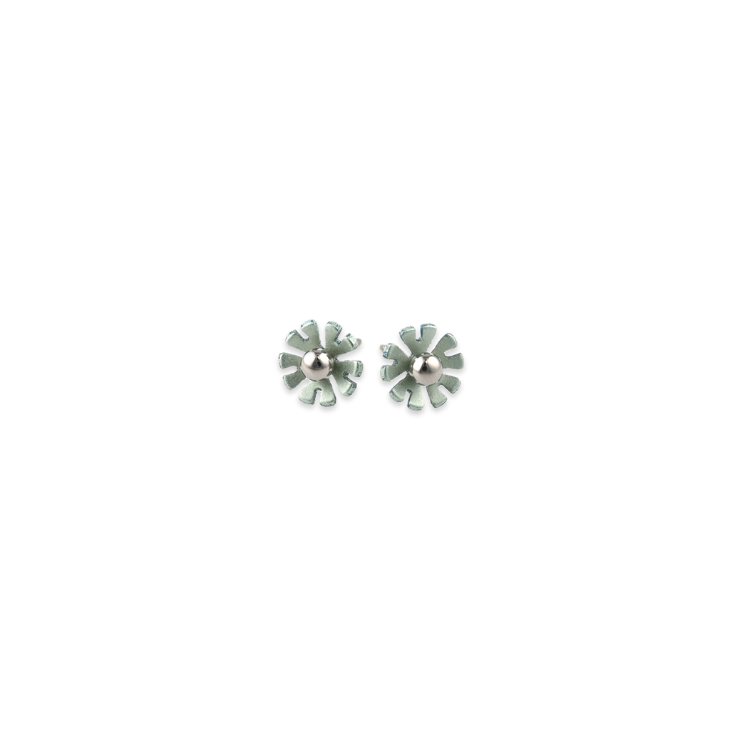 Small Ten Petal Bead Flower Stud Earrings