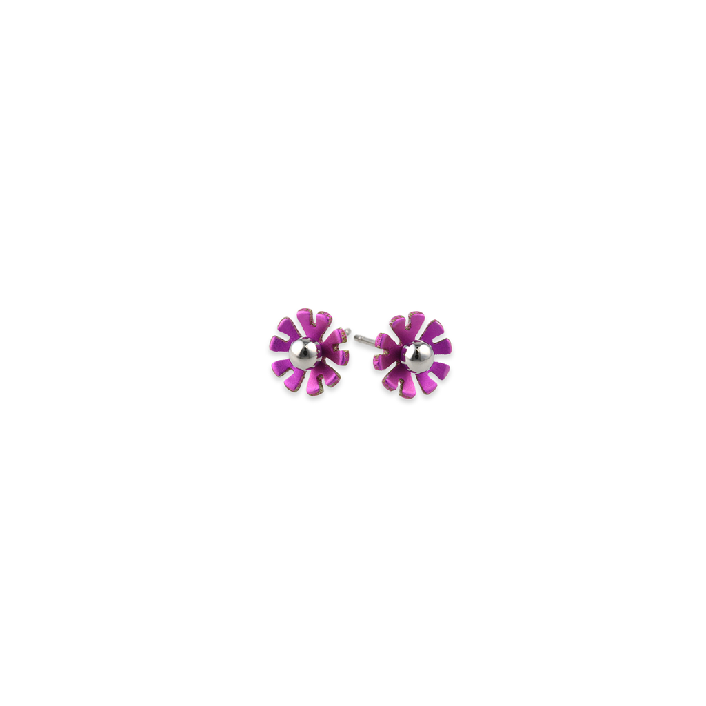 Small Ten Petal Bead Flower Stud Earrings