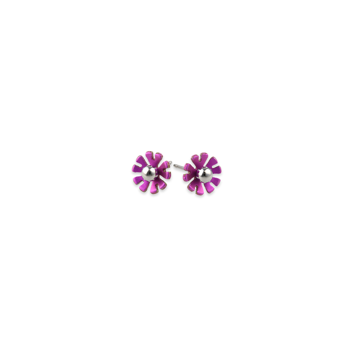 Small Ten Petal Bead Flower Stud Earrings