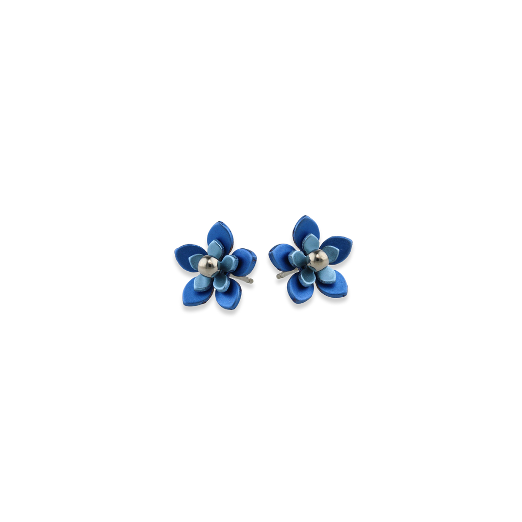 Double Five Petal Bead Stud Earrings