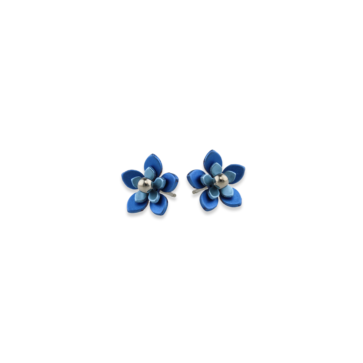 Double Five Petal Bead Stud Earrings