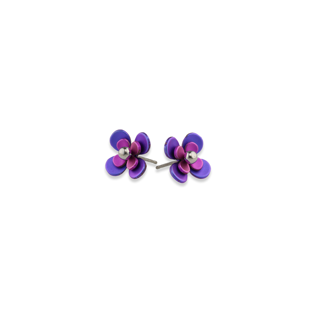 Double Four Petal Bead Stud Earrings