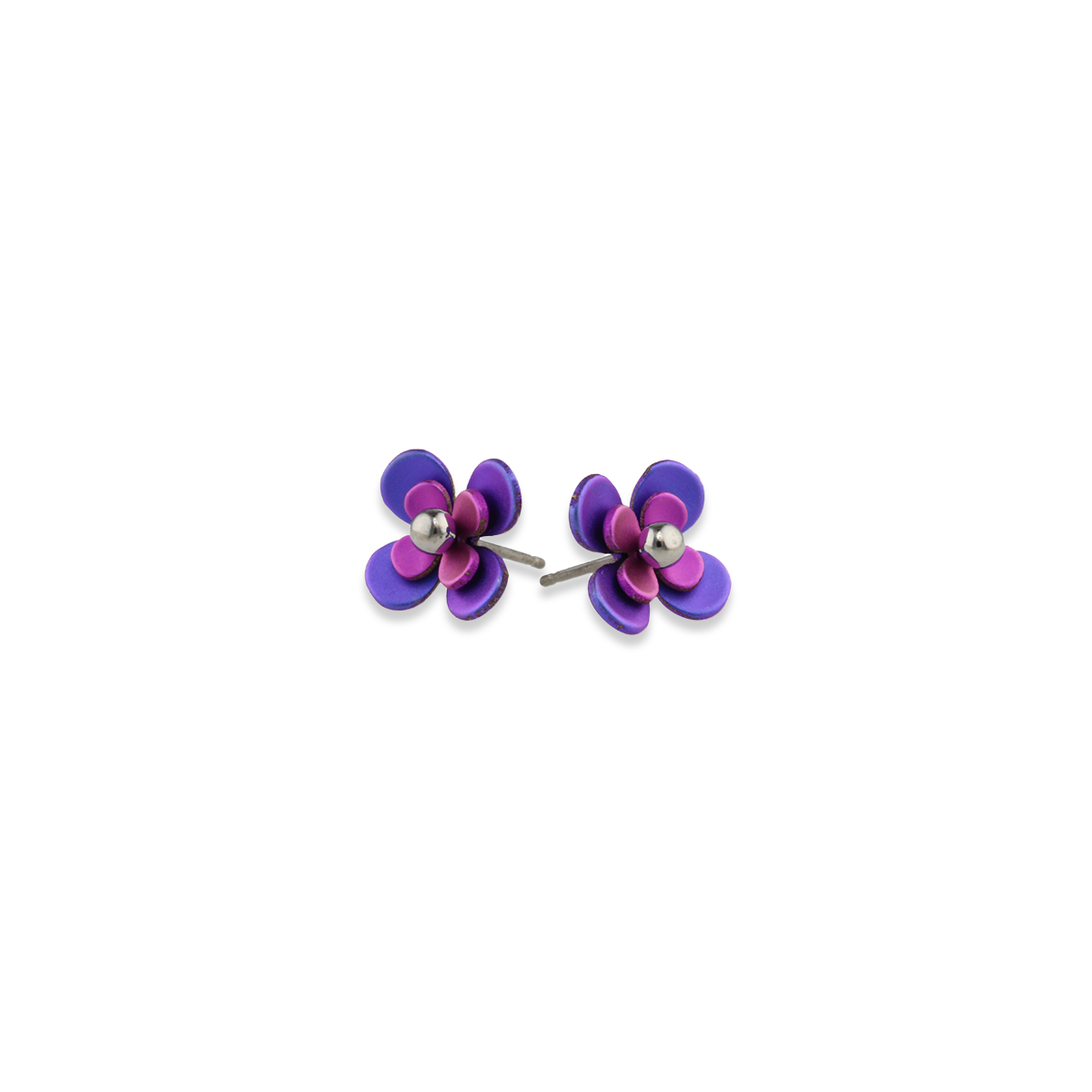 Double Four Petal Bead Stud Earrings