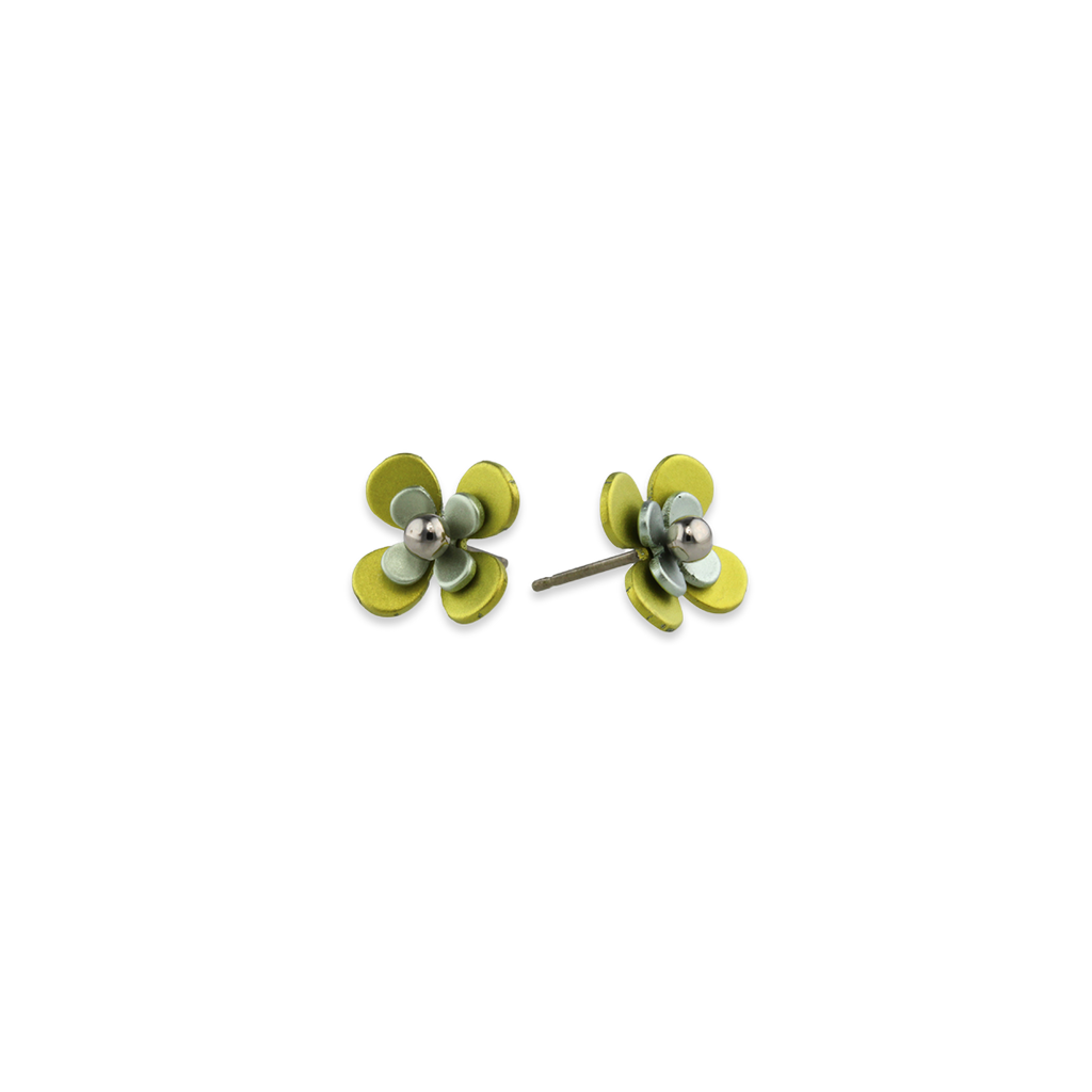 Double Four Petal Bead Stud Earrings