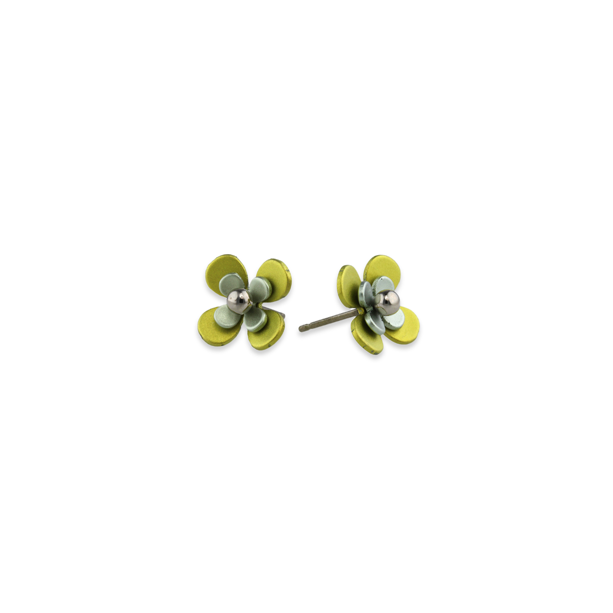 Double Four Petal Bead Stud Earrings