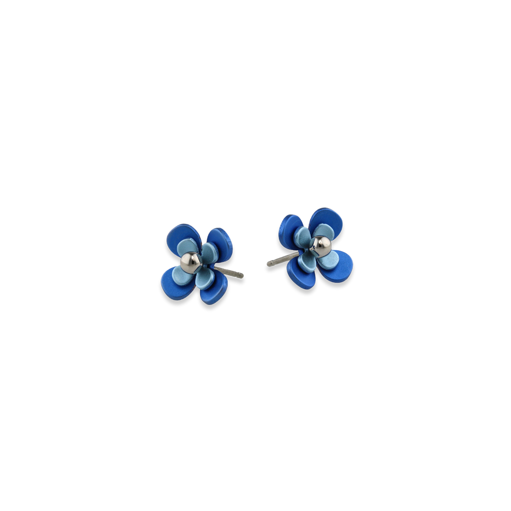 Double Four Petal Bead Stud Earrings