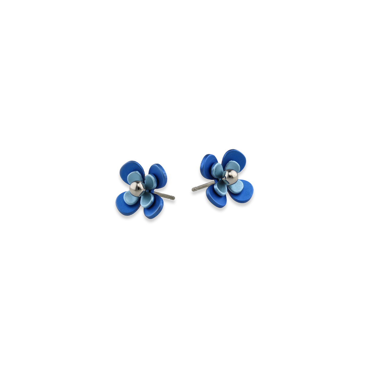 Double Four Petal Bead Stud Earrings