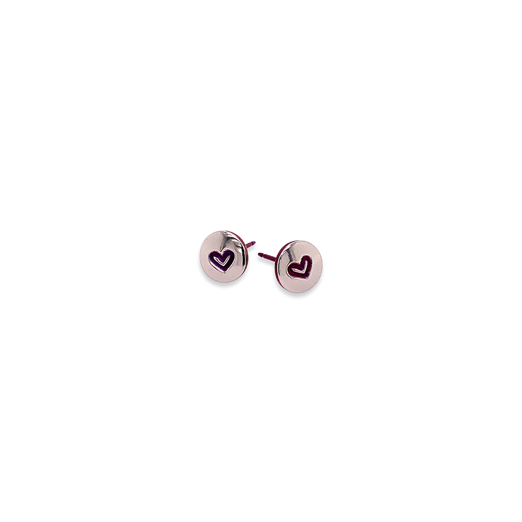 Heart Stamp Titanium Studs
