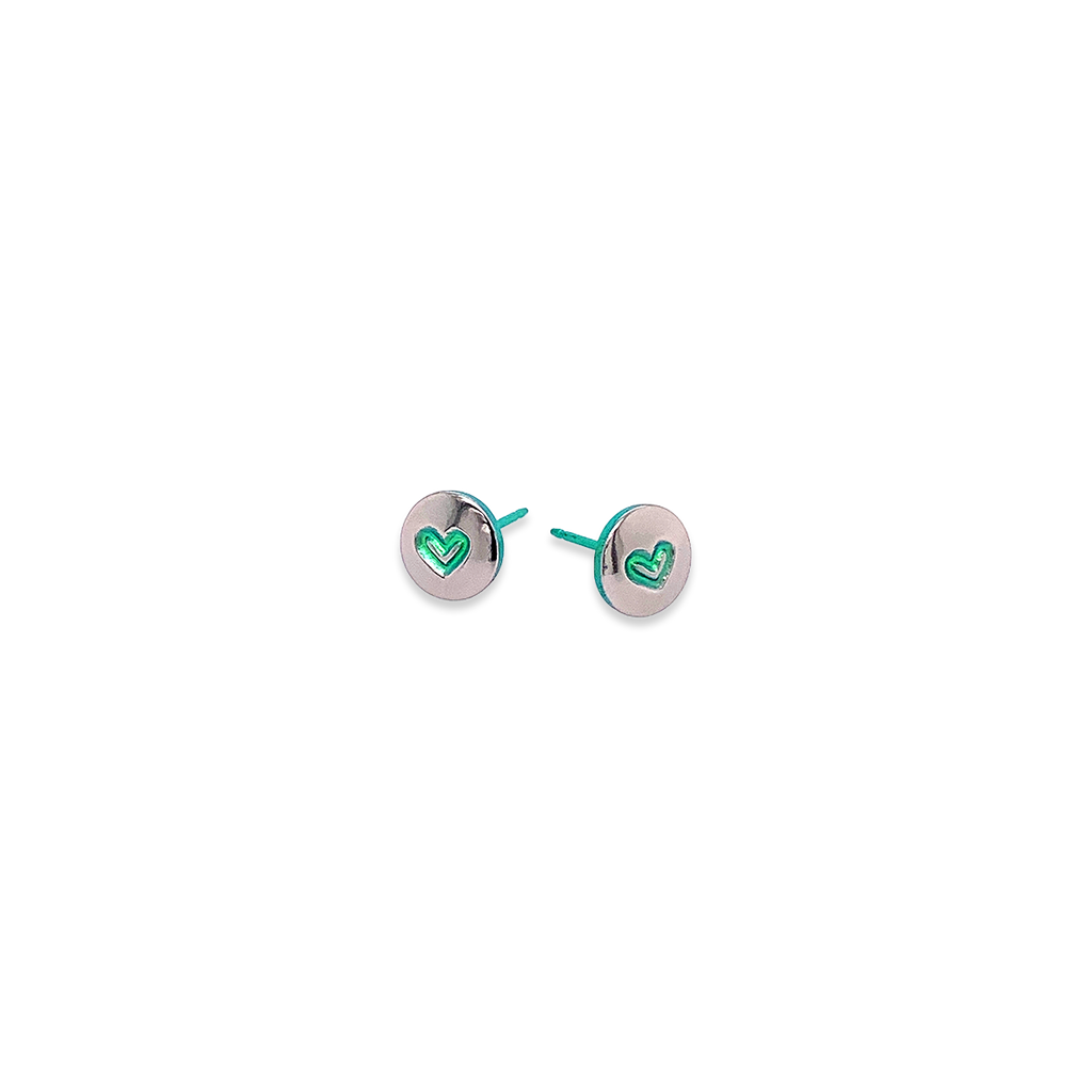 Heart Stamp Titanium Studs