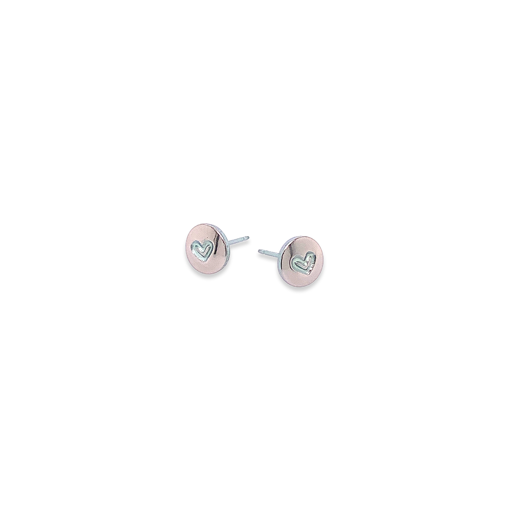 Heart Stamp Titanium Studs