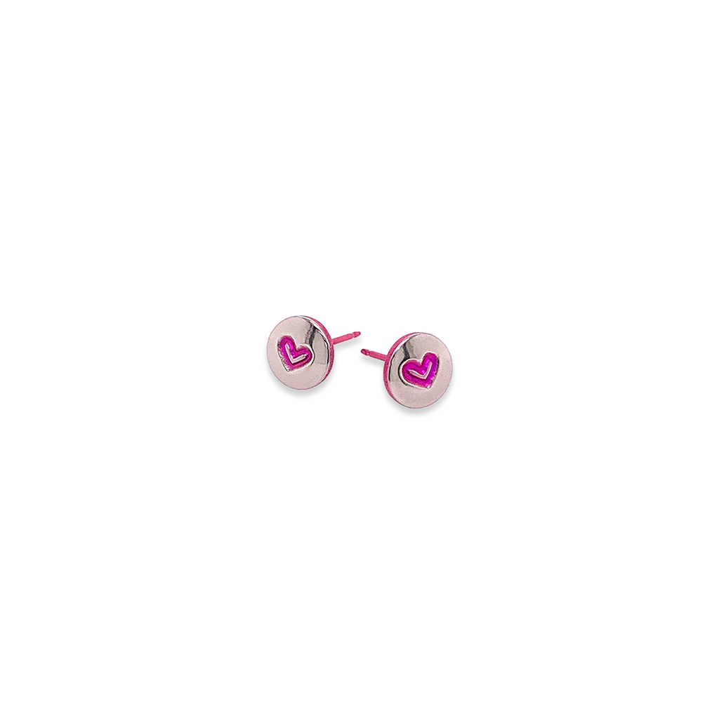 Heart Stamp Titanium Studs